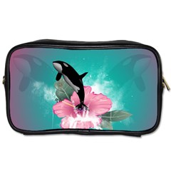 Orca Jumping Out Of A Flower With Waterfalls Toiletries Bags 2-side