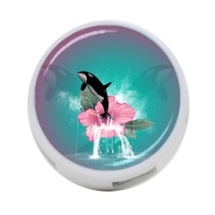 Orca Jumping Out Of A Flower With Waterfalls 4-port Usb Hub (one Side)