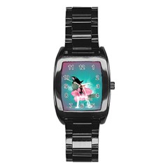 Orca Jumping Out Of A Flower With Waterfalls Stainless Steel Barrel Watch