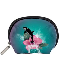 Orca Jumping Out Of A Flower With Waterfalls Accessory Pouches (small) 