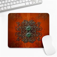 Wonderful Floral Elements On Soft Red Background Large Mousepads by FantasyWorld7