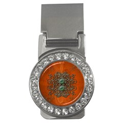 Wonderful Floral Elements On Soft Red Background Money Clips (cz) 