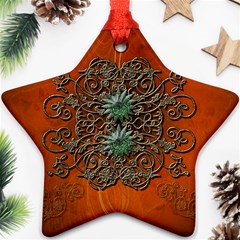 Wonderful Floral Elements On Soft Red Background Star Ornament (two Sides)  by FantasyWorld7