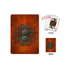 Wonderful Floral Elements On Soft Red Background Playing Cards (mini) 