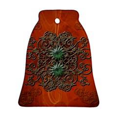 Wonderful Floral Elements On Soft Red Background Bell Ornament (2 Sides)