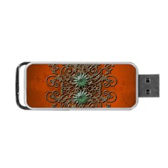 Wonderful Floral Elements On Soft Red Background Portable Usb Flash (one Side)