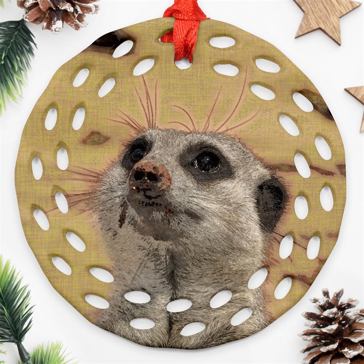 Meerkat 2 Round Filigree Ornament (2Side)