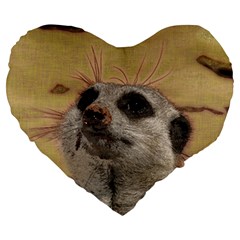 Meerkat 2 Large 19  Premium Heart Shape Cushions