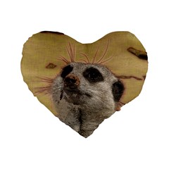 Meerkat 2 Standard 16  Premium Flano Heart Shape Cushions