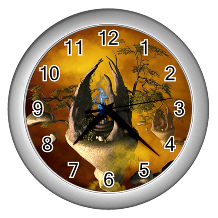 The Forgotten World In The Sky Wall Clocks (Silver) 