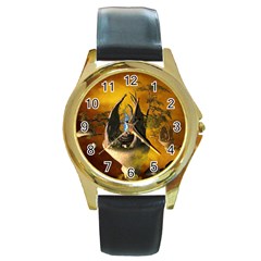 The Forgotten World In The Sky Round Gold Metal Watches