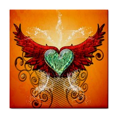 Beautiful Heart Made Of Diamond With Wings And Floral Elements Tile Coasters by FantasyWorld7