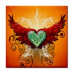 Beautiful Heart Made Of Diamond With Wings And Floral Elements Tile Coasters