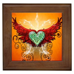 Beautiful Heart Made Of Diamond With Wings And Floral Elements Framed Tiles by FantasyWorld7