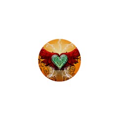 Beautiful Heart Made Of Diamond With Wings And Floral Elements 1  Mini Magnets