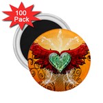 Beautiful Heart Made Of Diamond With Wings And Floral Elements 2.25  Magnets (100 pack) 