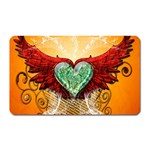 Beautiful Heart Made Of Diamond With Wings And Floral Elements Magnet (Rectangular)