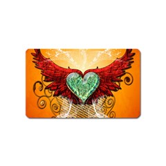 Beautiful Heart Made Of Diamond With Wings And Floral Elements Magnet (name Card) by FantasyWorld7