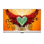 Beautiful Heart Made Of Diamond With Wings And Floral Elements Business Card Holders