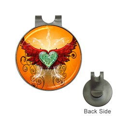 Beautiful Heart Made Of Diamond With Wings And Floral Elements Hat Clips With Golf Markers by FantasyWorld7