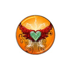 Beautiful Heart Made Of Diamond With Wings And Floral Elements Hat Clip Ball Marker (4 Pack)