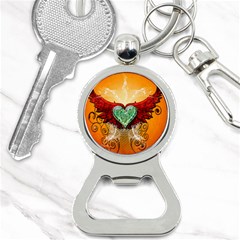 Beautiful Heart Made Of Diamond With Wings And Floral Elements Bottle Opener Key Chains by FantasyWorld7