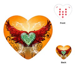 Beautiful Heart Made Of Diamond With Wings And Floral Elements Playing Cards (heart)  by FantasyWorld7