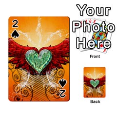 Beautiful Heart Made Of Diamond With Wings And Floral Elements Playing Cards 54 Designs  by FantasyWorld7