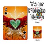 Beautiful Heart Made Of Diamond With Wings And Floral Elements Playing Cards 54 Designs  Front - Spade2