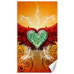 Beautiful Heart Made Of Diamond With Wings And Floral Elements Canvas 40  X 72  