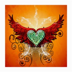 Beautiful Heart Made Of Diamond With Wings And Floral Elements Medium Glasses Cloth (2-side)