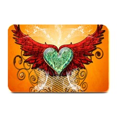 Beautiful Heart Made Of Diamond With Wings And Floral Elements Plate Mats by FantasyWorld7