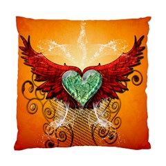 Beautiful Heart Made Of Diamond With Wings And Floral Elements Standard Cushion Case (one Side)  by FantasyWorld7