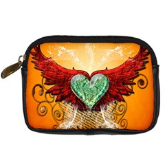 Beautiful Heart Made Of Diamond With Wings And Floral Elements Digital Camera Cases by FantasyWorld7