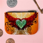 Beautiful Heart Made Of Diamond With Wings And Floral Elements Mini Coin Purses Back