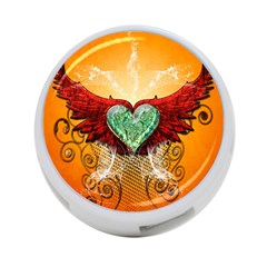 Beautiful Heart Made Of Diamond With Wings And Floral Elements 4-port Usb Hub (two Sides) 