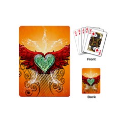 Beautiful Heart Made Of Diamond With Wings And Floral Elements Playing Cards (mini) 