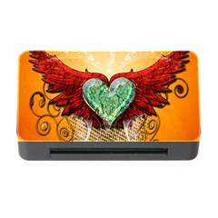 Beautiful Heart Made Of Diamond With Wings And Floral Elements Memory Card Reader With Cf by FantasyWorld7