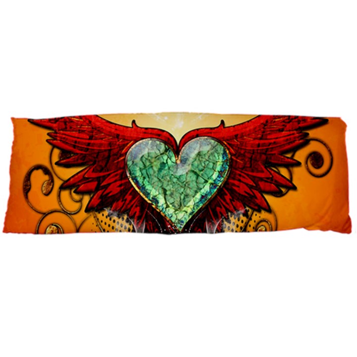 Beautiful Heart Made Of Diamond With Wings And Floral Elements Body Pillow Cases Dakimakura (Two Sides) 