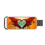 Beautiful Heart Made Of Diamond With Wings And Floral Elements Portable USB Flash (One Side) Front