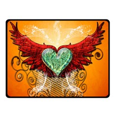 Beautiful Heart Made Of Diamond With Wings And Floral Elements Double Sided Fleece Blanket (small)  by FantasyWorld7