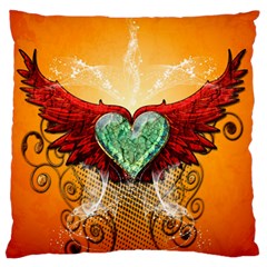 Beautiful Heart Made Of Diamond With Wings And Floral Elements Standard Flano Cushion Cases (two Sides) 