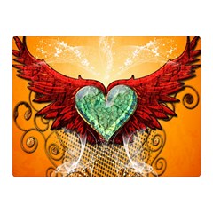 Beautiful Heart Made Of Diamond With Wings And Floral Elements Double Sided Flano Blanket (mini) 