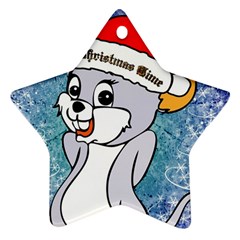 Funny Cute Christmas Mouse With Christmas Tree And Snowflakses Ornament (star)  by FantasyWorld7