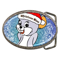 Funny Cute Christmas Mouse With Christmas Tree And Snowflakses Belt Buckles by FantasyWorld7