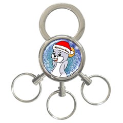 Funny Cute Christmas Mouse With Christmas Tree And Snowflakses 3-ring Key Chains