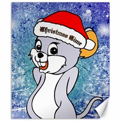 Funny Cute Christmas Mouse With Christmas Tree And Snowflakses Canvas 8  X 10 