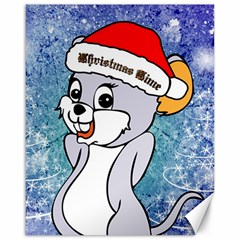 Funny Cute Christmas Mouse With Christmas Tree And Snowflakses Canvas 16  X 20  