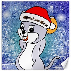 Funny Cute Christmas Mouse With Christmas Tree And Snowflakses Canvas 20  X 20   by FantasyWorld7