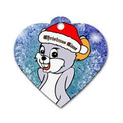 Funny Cute Christmas Mouse With Christmas Tree And Snowflakses Dog Tag Heart (two Sides) by FantasyWorld7